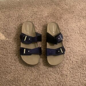 Steve Madden Madden Girl Brando Black Double Strap Slide Sandals Size 7.5